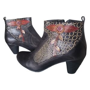 L'ARTISTE Spring Step Parfum Women’s Black Leather Ankle Boot Booties Size 41